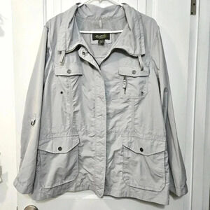 Eddie Bauer Atlas Lightweight Nylon Rain Jacket-Gray-Womens XXL